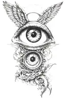 angel's eye with devil's glare tattoo design idea