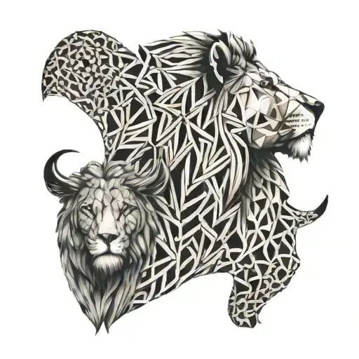 lion and lamb ambiguous image tattoo design idea