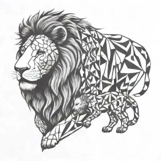 lion and lamb ambiguous image tattoo design idea