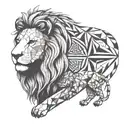 lion and lamb ambiguous image tattoo design idea