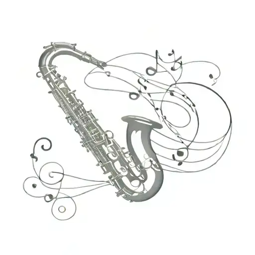 saxophone, musicnotes tattoo design idea