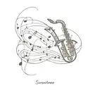 saxophone, musicnotes tattoo design idea
