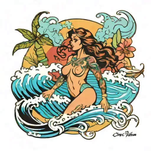 surf and muse tattoo design idea