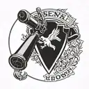 Arsenal North london forever with cannon emblem tattoo design idea