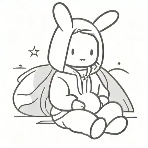 a character similar to Miffy dressed as Billie Eilish tattoo design idea