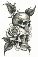 Rose inside skull tattoo design idea