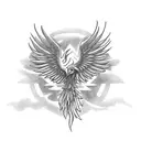 Phoenix coming out fire  tattoo design idea