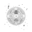 A tattoo design combining the constellations of the zodiac signs with elements of programming code tattoo design idea