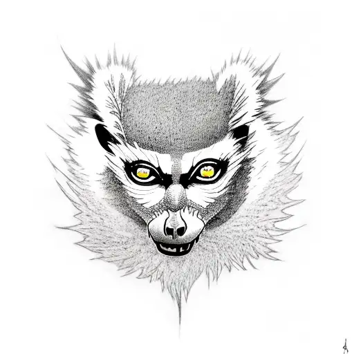 a lemur demon sitting on a branch tattoo design idea
