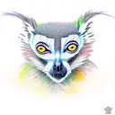 a lemur turned monster sitting on a vertical branch tattoo design idea