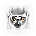 a lemur turned monster sitting on a vertical branch tattoo design idea