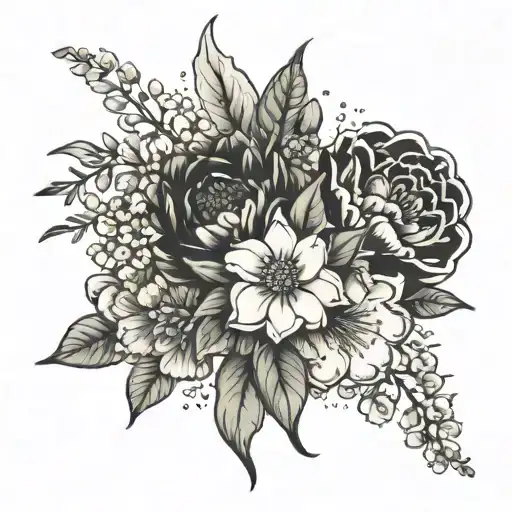 may birth flower and June birth flower with Jayden in may stem and Kyle in June stem tattoo design idea