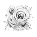 A bouquet of flowers formed by open books with coffee cups scattered in between tattoo design idea