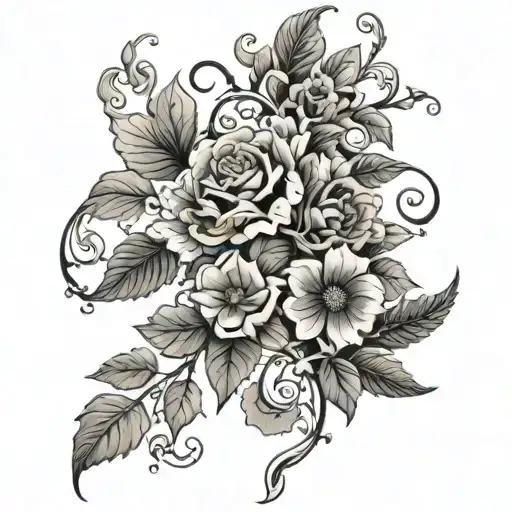 vines, flowers, lace  tattoo design idea
