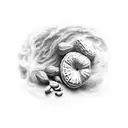 A peanut gently riding on a comet tattoo design idea