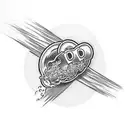 A peanut gently riding on a comet tattoo design idea