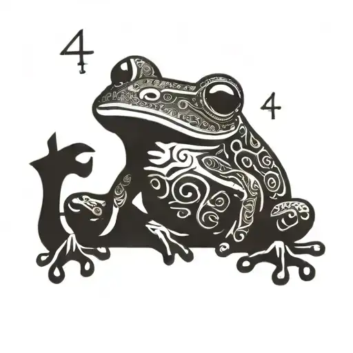 A frog with numerology designs tattoo design idea