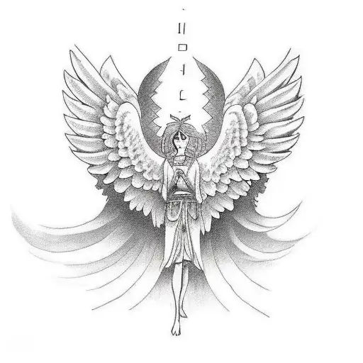 Chicken depicted as a guardian with angel wings and a halo tattoo design idea