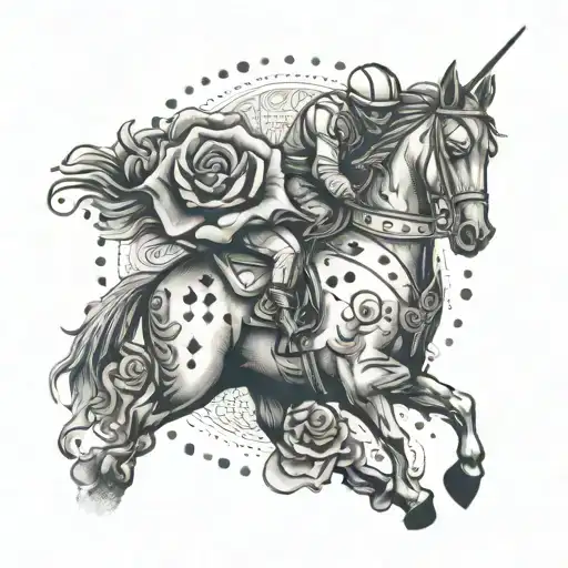 uk miners, horse racing, red accents, ice cream, red roses  tattoo design idea