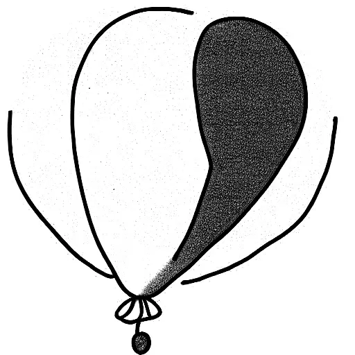 Star shaped balloon on string with note tattoo design idea