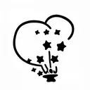 Star shaped balloon on string with note tattoo design idea