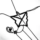 Star shaped balloon on string with note tattoo design idea