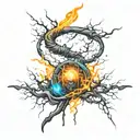 electricity, fusion, plasma trails tattoo design idea