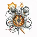 electricity, fusion, plasma trails tattoo design idea