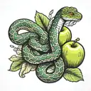 Snake and Apple  tattoo design idea