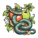 Snake and Apple  tattoo design idea