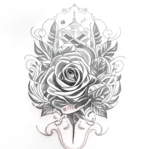 cozy overgrown library reading tattoo design idea