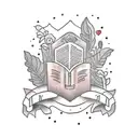 cozy overgrown library reading tattoo design idea