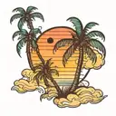 Palm tree and sunset tattoo design idea