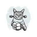 A muscular cat lifting weights with dumbbells shaped like gaming controllers tattoo design idea