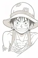monkey d luffy one piece with serious face and smile white hat tattoo design idea