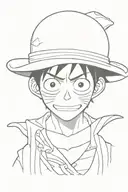 monkey d luffy one piece with serious face and smile white hat tattoo design idea