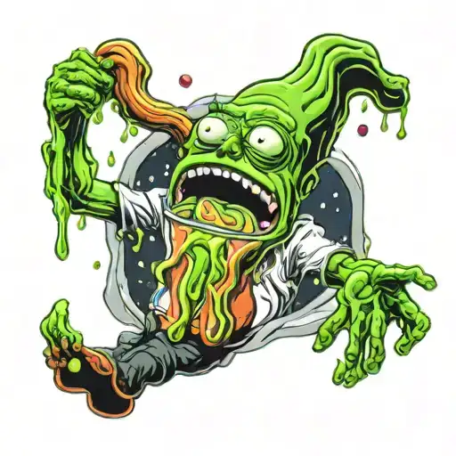 pickle Rick melted space tattoo design idea