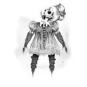 old creepy goth doll full body scary dress tattoo design idea