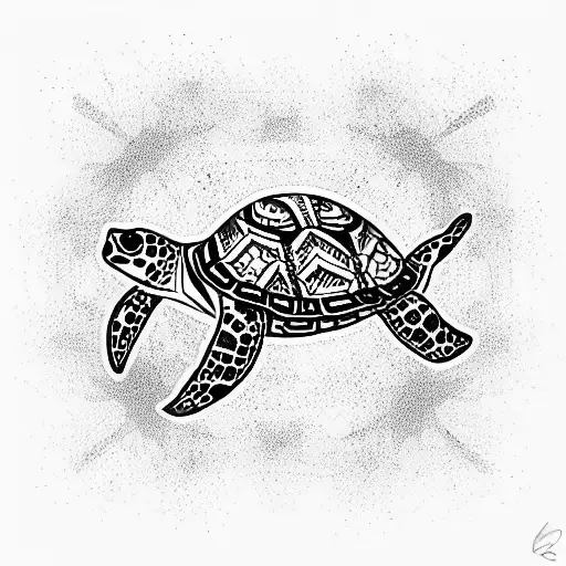 Samoan Turtle With Hibiscus Temporary Tattoo - BlackInk AI