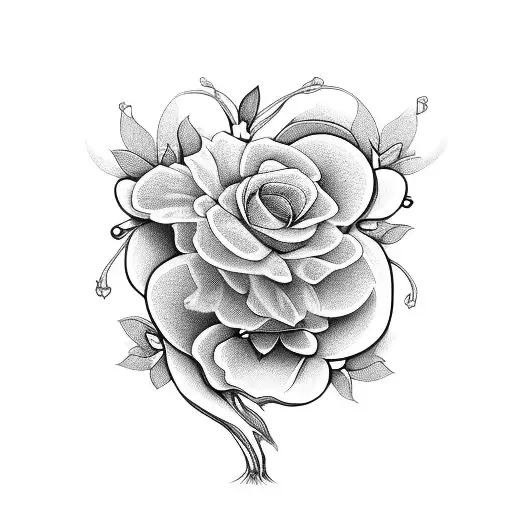 flower with names in the veins tattoo design idea