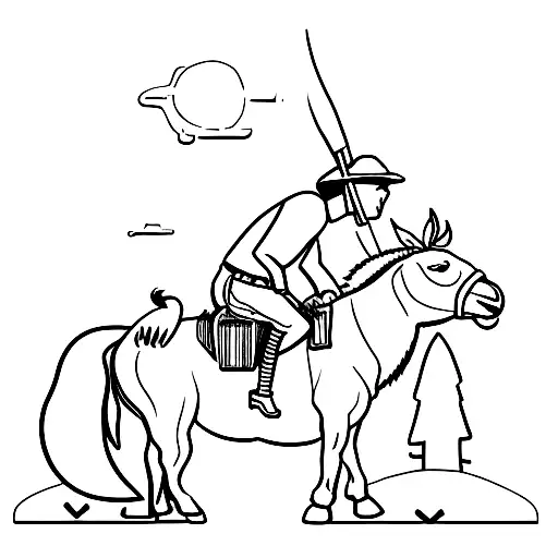 49er gold miner with a donkey kneeling next to him  tattoo design idea