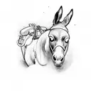 gold miner whisking away in time with his trusty donkey kneeling next to him  tattoo design idea