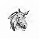 gold miner whisking away in time with his trusty donkey kneeling next to him  tattoo design idea
