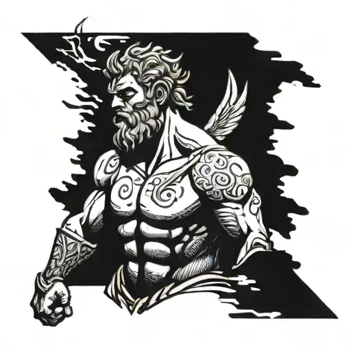 Hercules Greek god with crosshatch shading tattoo design idea