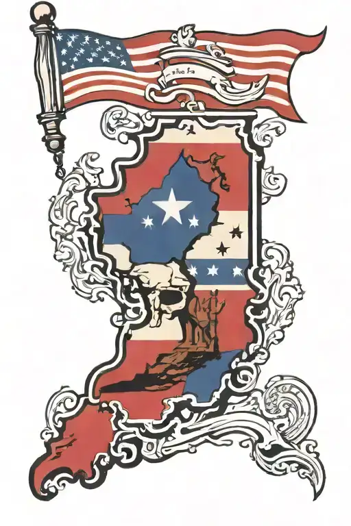 Illinois with puerto rican flag tattoo design idea
