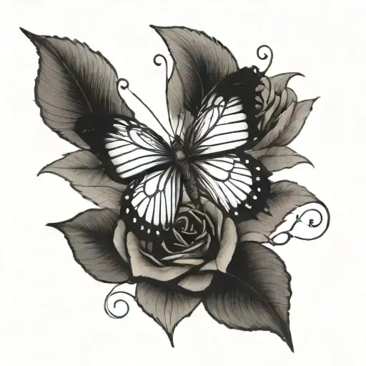 Masculine butterfly with rose wings tattoo design idea