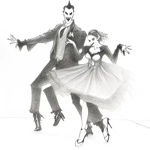 vampire couple dancing tattoo design idea