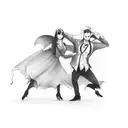vampire couple dancing tattoo design idea