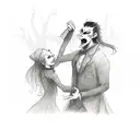 vampire couple dancing tattoo design idea