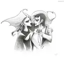 vampire couple dancing tattoo design idea
